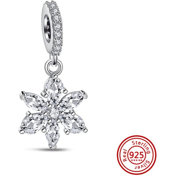 Oryginalne Srebro PróBy 925, LśNiąCe, Przezroczyste Cyrkonie, Proste Zawieszki, Koraliki, PasująCe Do Oryginalnej Bransoletki, BiżUteria DIY White-image