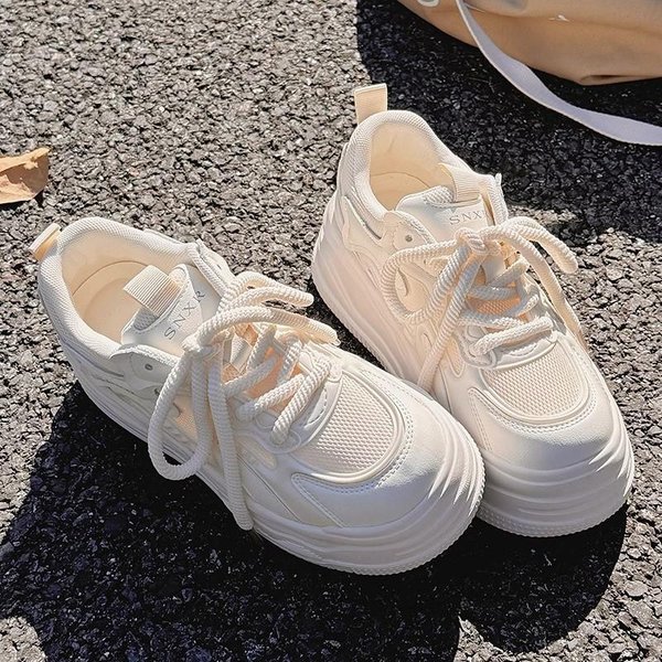 Zapatos Blancos PequeñOs Zapatos De Malla De Verano Para Mujer Malla Transpirable Suela Gruesa Con Zapatos De Falda Zapatos Deportivos Y De Ocio 40-image