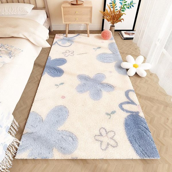 Sypialnia W Stylu Francuskim Dekoracja Pluszowy Dywan WzóR Kwiatowy Dywany Do Salonu Puszysty MięKki Dywanik Nocny Gruba Zmywalna Mata PodłOgowa 50X120Cm-image