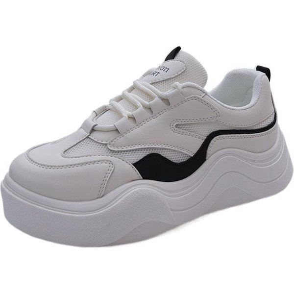 Zapatos Blancos De Suela Gruesa Para Mujer Primavera Nuevo Casual Combinable Estudiante Malla Transpirable Zapatos Deportivos 40 Gray-image