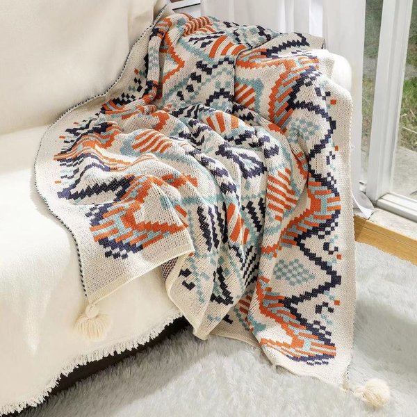 Manta Del Sol Navajo Gruesa Tejida Bohemio Siesta Manta De Aire Acondicionado Manta De Sofá Manta De Bebé 80X120Cm-image