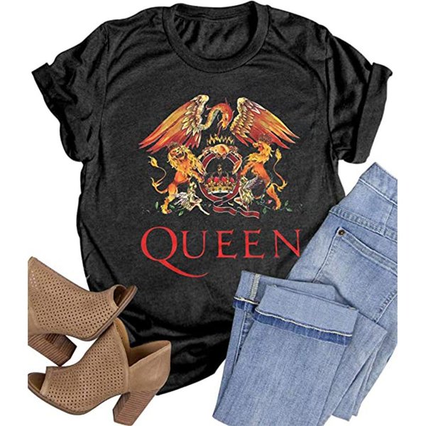 Vintage Damski Top Queen Zespół Queen KróTki Nadruk OkrąGłY Dekolt KróTki RęKaw T-Shirt M-image