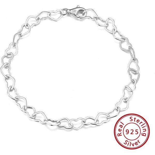 BiżUteria Bransoletka Ze Srebra PróBy 925, Serce, Szerokość 5 Mm, Cyrkonia 20Cm White-image