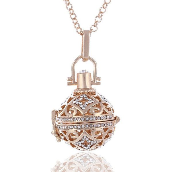 Jaula Llamador De ÁNgeles Hueco Cadena De JoyeríA Collar Sonido Musical Campana Colgante MedallóN Bola De ArmoníA Oro-image