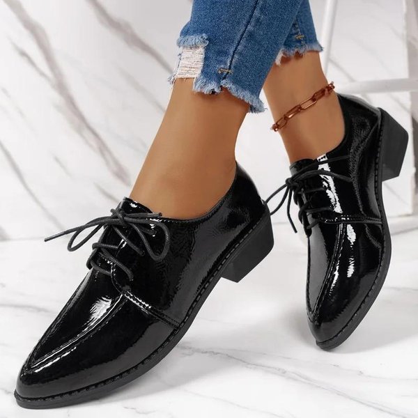 Venta Caliente Zapatos De Dama Con Cordones Delanteros Tacones Altos De Moda Para Mujer Talla Grande Oficina Y Carrera Sexy Tacones De Punta Para Mujer 43 Brown-image