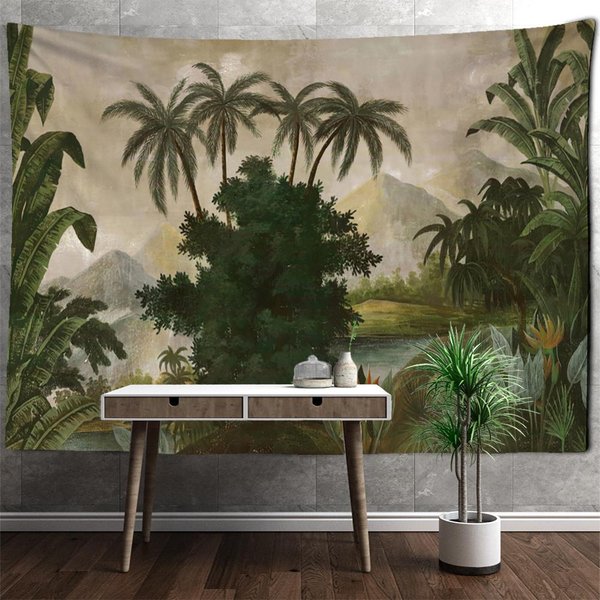 Palma Liść Bananowca Gobelin śCienny WisząCy W Stylu Boho Tropikalne RośLiny Naturalna Sceneria WystróJ Domu 320X182Cm-image