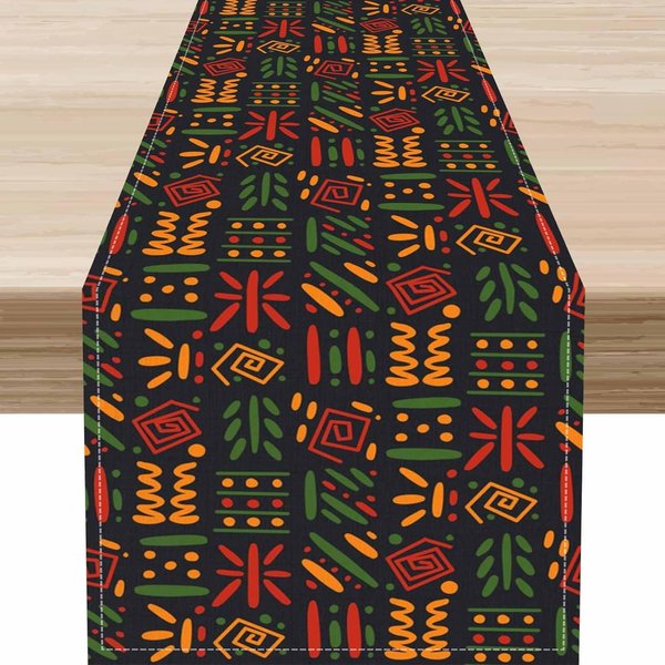 Estampado Abstracto ÉTnico Africano Camino De Mesa De Lino Bufanda Para Tocador DecoracióN De Mesa PatróN GeoméTrico Africano Caminos De Mesa DecoracióN De Fiesta 150X33Cm-image