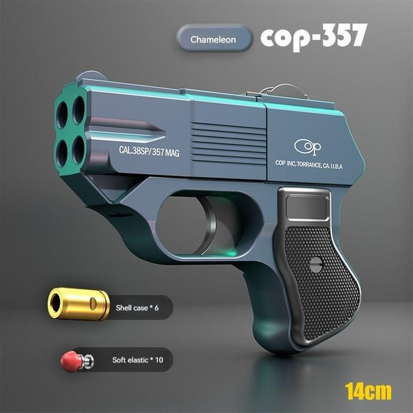 Pistola COP 357 Juguete De Pistola De Tiro Continuo Con ExpulsióN De Casquillos De Bala Blanda Mini Pistola De Aire Para Regalos De CumpleañOs De NiñOs Adultos Black-image
