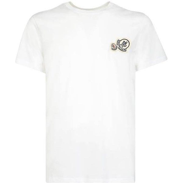 Camiseta Blanca De Manga Corta Con Cuello Redondo Y Estampado De Logo Moncler FW22 Para Hombre Tops 8C000268390Y001 XXL White-image