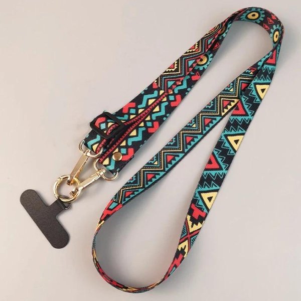 Klips Do Telefonu KomóRkowego Pasek WzóR Retro ZapobiegająCy Zgubieniu Crossbody DłUgie Paski Regulacja DłUgośCi WisząCy Uniwersalny Smycz Na Szyję Do Iphone Niebieski-image