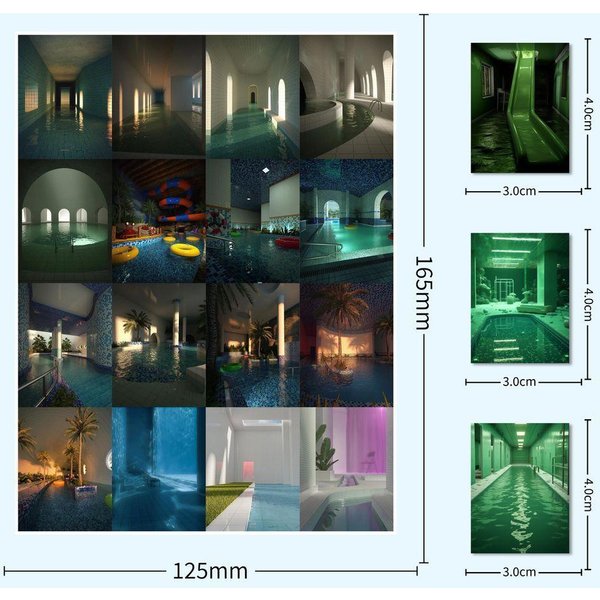60 Szt. Naklejki Poolcore Dreamcore Liminal Space Retro Do Zamykania KolażY ZeszytóW Dziennika Scrapbookingu Blue-image