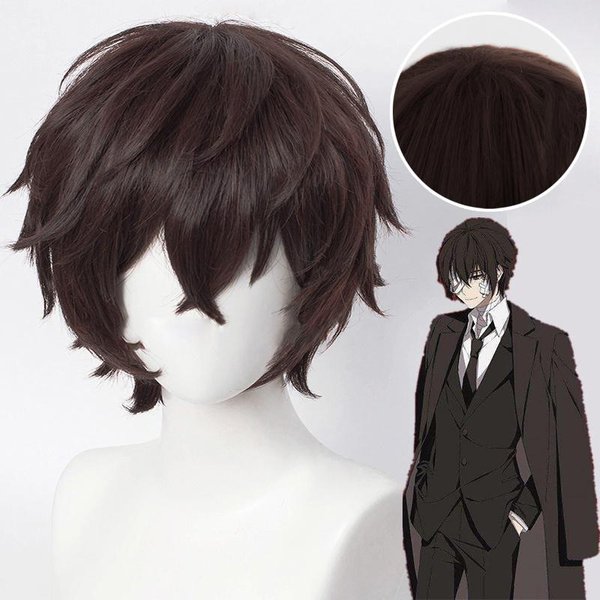 Anime Bungo BezpańSkie Psy Dazai Osamu Peruka Do Cosplay żAroodporne Peruki Syntetyczne Black-image