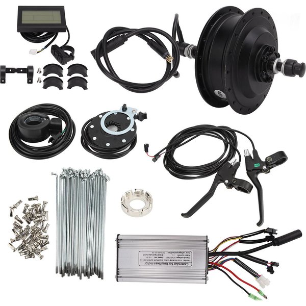 Zestaw Do Konwersji Tylnego KołA Na Rower Elektryczny 48V 500W Silnik NapęDu Tylnego WyśWietlacz LCD3 Zestaw Czujnika Wspomagania PedałOwania For 20In Rim Spokes Black-image