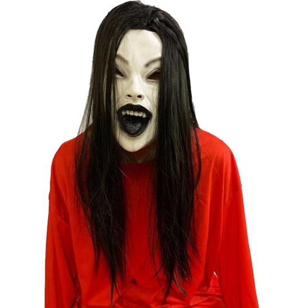 MáScara De Halloween Horror Grimace Ghost MáScara De LáTex De Cabeza Completa Zombi Aterradora Con Cabello Disfraz De Cosplay Para Fiesta De Halloween Espeluznante E-image