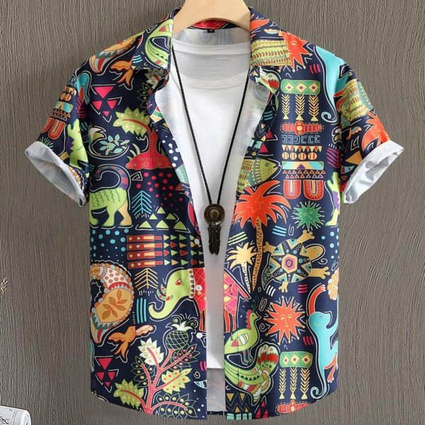 Camisa Casual De Verano Para Hombre Con Estampado Floral Hawaiano De Manga Corta Estampado De Flores Vintage Ropa De Moda Playa Harajuku L-image