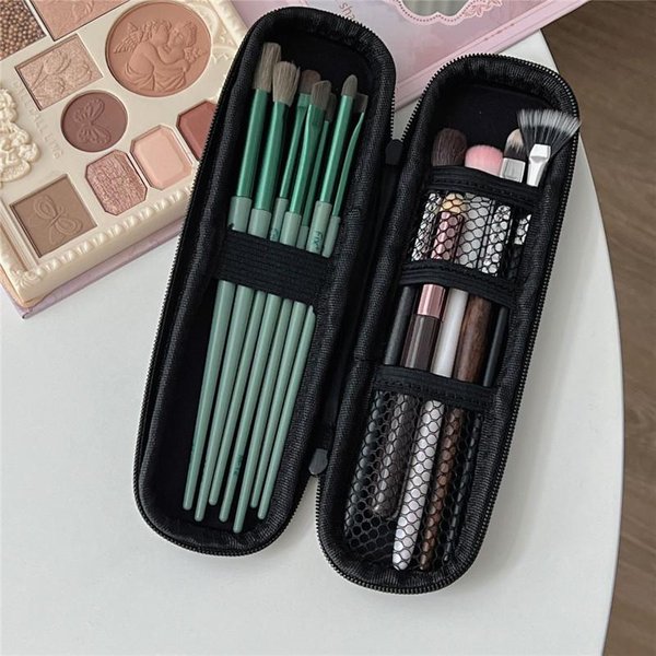 1 Neceser Negro Impermeable Con Doble Cremallera Para Brochas De Maquillaje, Estuche De Almacenamiento Para Mujer, Estuche PortáTil De Viaje Para Brochas De Maquillaje. S Negro-image