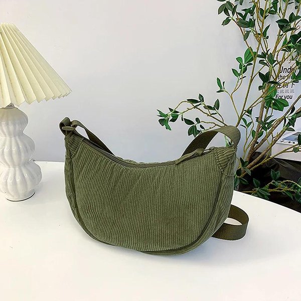 Bolso Hobo De Hombro Para Mujer De Pana De Color SóLido, Retro Casual, Bolsos Cruzados Para Mujer, Bolsos De Mano Diarios Para Viaje, Bolso Mensajero 33X15X10Cm Gray-image