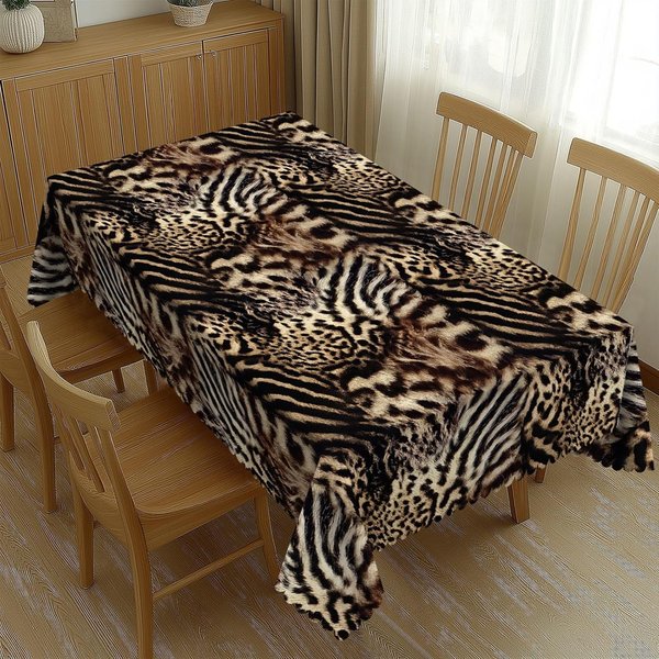 ProstokąTny Obrus W Panterkę I Zebrę Do Dekoracji StołU Zmywalny Biegacz Na Stół Kuchenny W Stylu Wiejskim Dekoracje śLubne 140X180Cm-image