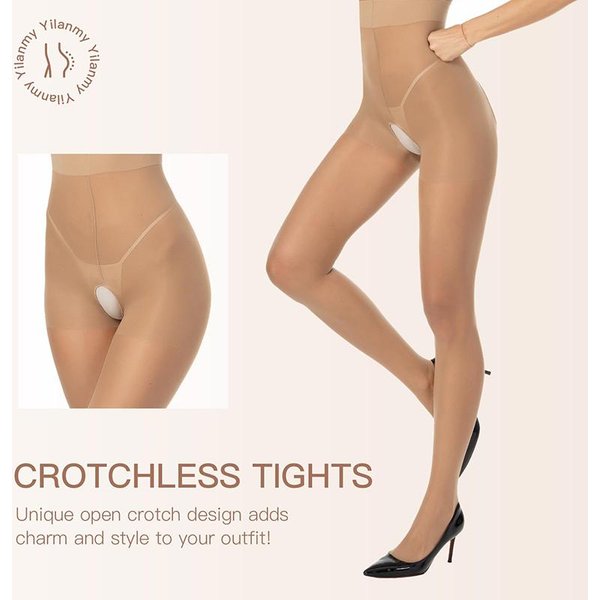 Kave 1 Par De Medias Sin Entrepierna Para Mujer Transparentes sexy Control De Abdomen 12D Cintura Alta Medias Transparentes Parte Superior De Control Pantimedias Medias XL 70-75Kg Brown-image