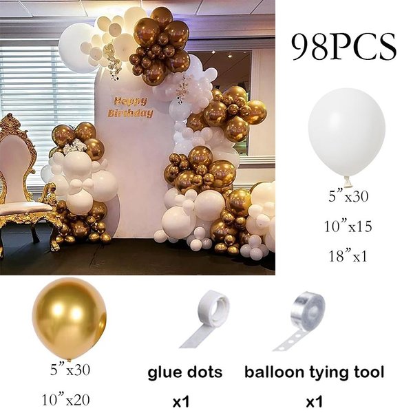 Guirnalda De Globos De Oro Blanco Kit De Arco De Globos MetáLicos Dorados DecoracióN Para Bodas Compromisos Aniversarios Baby Showers Fiestas De CumpleañOs AS Picture-image