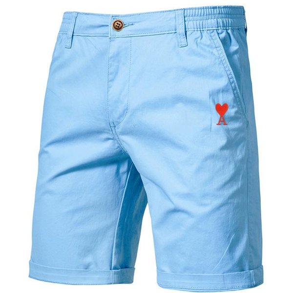 Pantalones Cortos De AlgodóN Liso Bordados AMI 2025 Verano Para Hombre Alta Calidad Casual De Negocios Sociales Cintura EláStica Pantalones Cortos De Playa 30-image