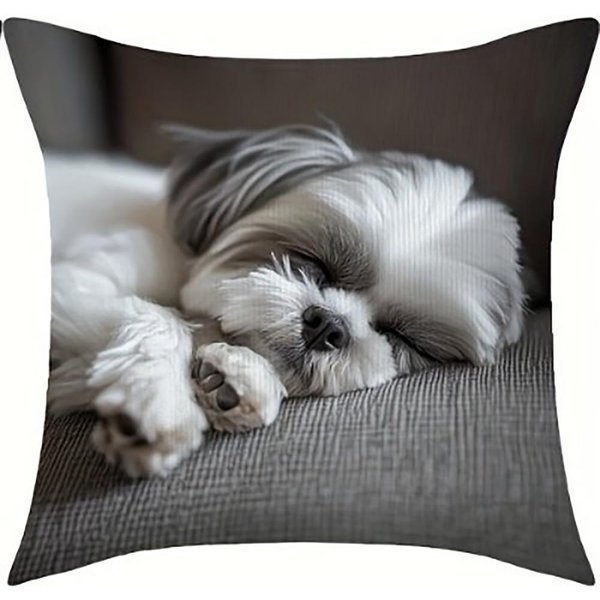 1/4 Szt. Urocze Poszewki Na Poduszki Ze Wzorem śPiąCego Shih Tzu Pokrowiec Na Poduszkę Do Sofy Dekoracja Do Domu Sypialni Pokoju 50X50Cm-image
