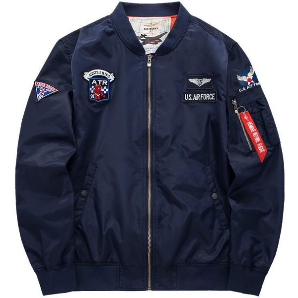 Chaqueta De Traje De Vuelo Fina Para Hombre De Primavera Y OtoñO, Chaqueta Informal Para Hombre, Uniforme De BéIsbol Americano De Talla Grande Para Hombre 4XL Azul-image