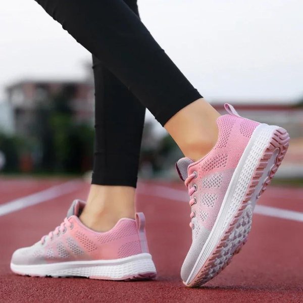 Zapatillas Deportivas Femeninas Zapatos Casuales Para Mujer Transpirables Para Caminar Malla De Aire Con Cordones Zapatos De Plataforma Para Mujer Zapatillas Zapatos De Tenis Para Mujer 37-image