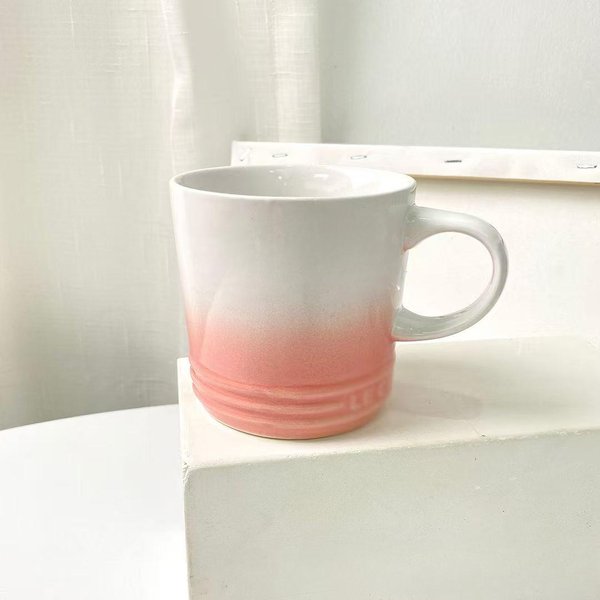 Taza De Color Degradado, Creativa, Para Café, Leche, Desayuno, Oficina, Hogar, Taza De Té Coreana, Regalo Para Amantes, Vajilla 301-400Ml White-image