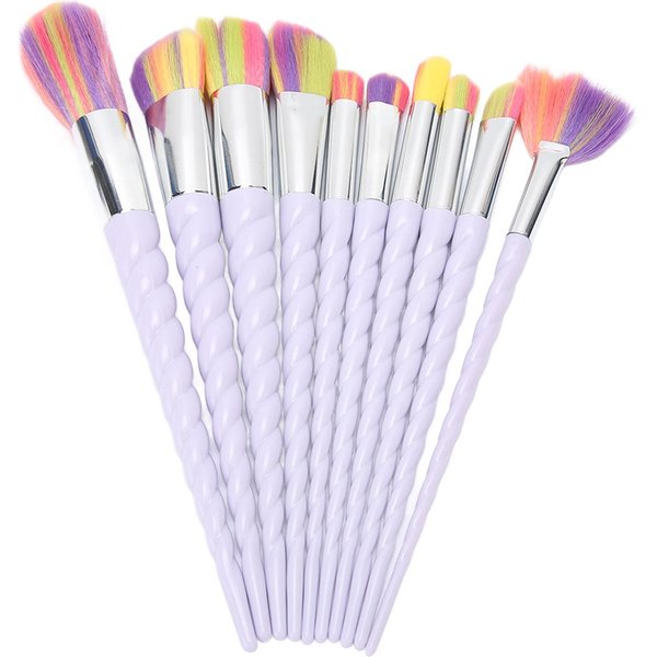 Set De Pinceles De Maquillaje Cerdas Suaves Y Coloridas Kit PortáTil De Pinceles CosméTicos Para Polvo Suelto Sombra De Ojos White-image