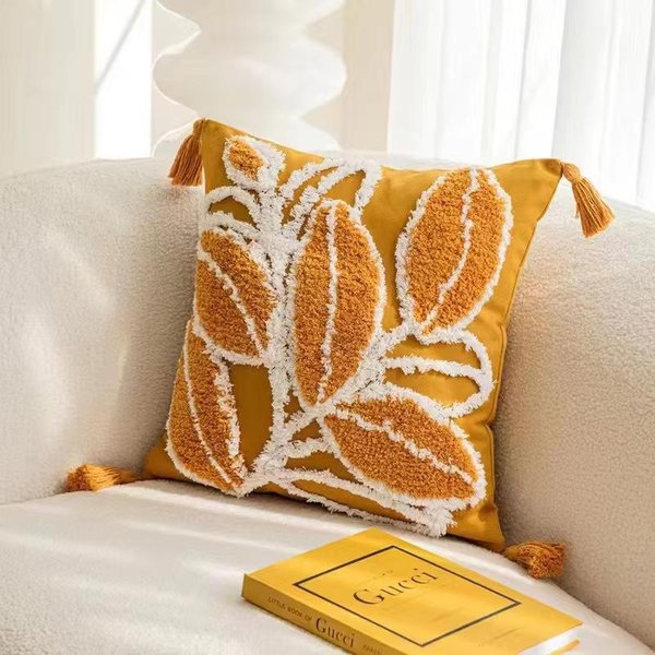 Funda De CojíN Con Borlas Estilo Mori Funda Decorativa Para Almohada Funda De CojíN Para Sala De Estar Sofá Cubierta Para Almohada DecoracióN Del Hogar 45X45Cm 45X45Cm-image