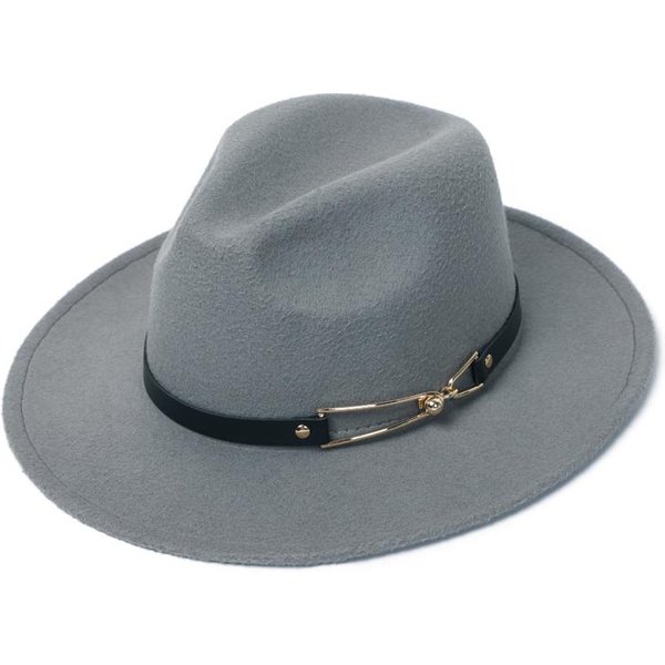 Sombreros De Fieltro De Invierno Fedora Para Hombre Lana De ImitacióN Iglesia OtoñO Elegante Ala Ancha Sombreros De Copa Sombrero De Fieltro Para Mujer Alta Calidad PráCtico Uso Diario Gris-image