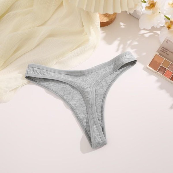 Finetoo Tanga De AlgodóN Suave Para Mujer, LenceríA Sexy De Tiro Bajo, Ropa Interior CóModa Tallas S-XL L Gris-image