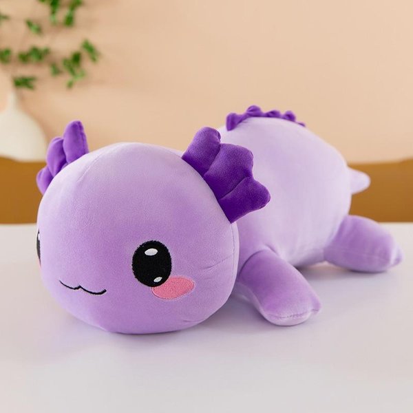 Peluche Kawaii De Ajolote SúPer Suave Lindo Animal Salamandra Peluche Peluche Almohada Ajolote DecoracióN Del Hogar Regalo De Navidad Para NiñOs PúRpura-image