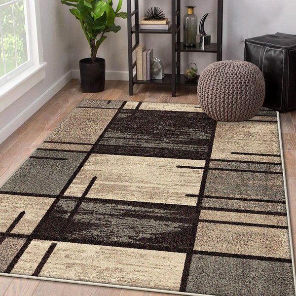 Alfombra NóRdica GeoméTrica Para Sala De Estar Abstracta DecoracióN Del Hogar ÁRea Grande Alfombras Antideslizantes SalóN Dormitorio Felpudo Suave Y Esponjoso 60*90Cm Gray-image