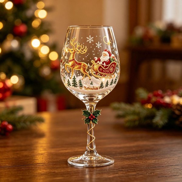 ŚWiąTeczne Kieliszki Do Wina Zestaw 6 Szt. ŚWięTy MikołAj BałWan Renifer ŚWiąTeczny Puchar Prezent Reindeer Goblet-image