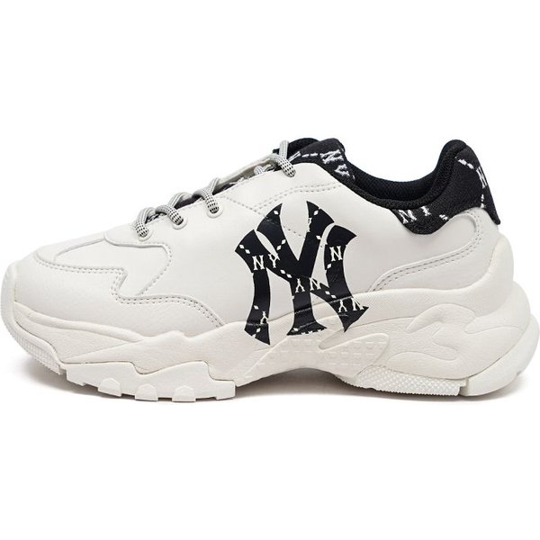 Zapatillas Unisex MLB Big Ball Chunky Dia Monograma Piel SintéTica Estampado Vintage Resistente Al Desgaste Aumento De Altura CañA Baja Tipo Papá 3ASHCDM2N-50BKS 38.5 White-image