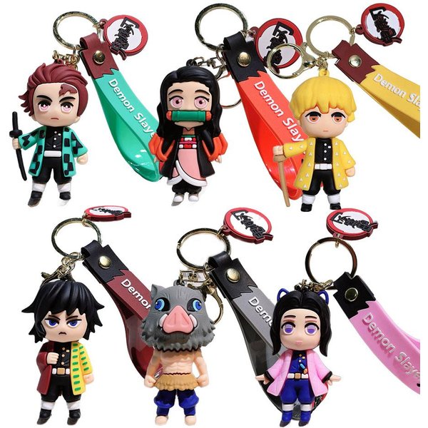 Figura De Anime Llavero Demon Slayer Llavero De Coche Colgante De Mochila De Dibujos Animados Colgante De Mochila Hecho A Mano Regalos De CumpleañOs De NiñOs Navidad Black-image