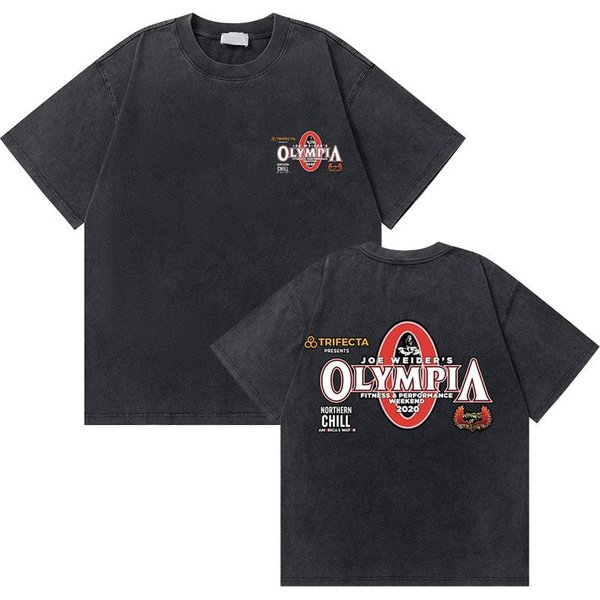 Camiseta vintage Lavada Arnold Schwarzenegger Mr Olympia Para Hombre Y Mujer Casual Fitness Gimnasio Camisetas Moda Masculina Camisetas Oversize L Black-image
