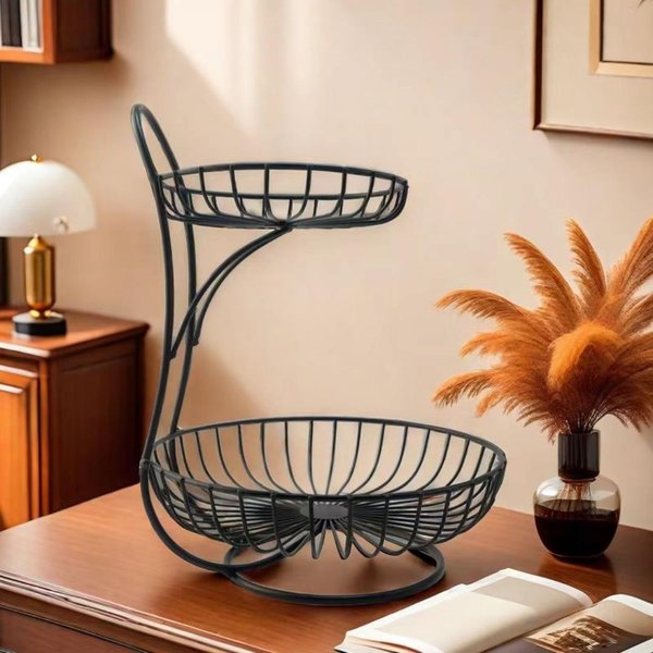 Cesta De Frutas De Estilo Europeo De MúLtiples Capas, Plato De Frutas Creativo Y De Moda Para Sala De Estar, Almacenamiento De Apariencia De Alta Calidad Brown-image