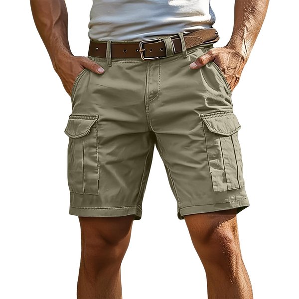 Pantalones Cortos Cargo Casuales Ligeros Para Hombre Con MúLtiples Bolsillos Corte Relajado DiseñO De Cinco Bolsillos Para Actividades Al Aire Libre Trabajo Viajes M Brown-image
