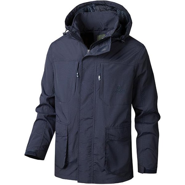 Chaqueta Para Hombre Casual Primavera Y OtoñO Holgada Talla Grande VersáTil Impermeable Para Exteriores Gabardina Chaqueta Deportiva Hombre 4XL Black-image