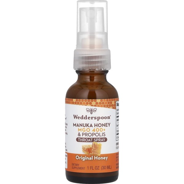 Wedderspoon, Spray Para La Garganta De Miel De Manuka Y PropóLeo, Miel Original, MGO 400+, 1 Fl Oz (30 Ml)-image
