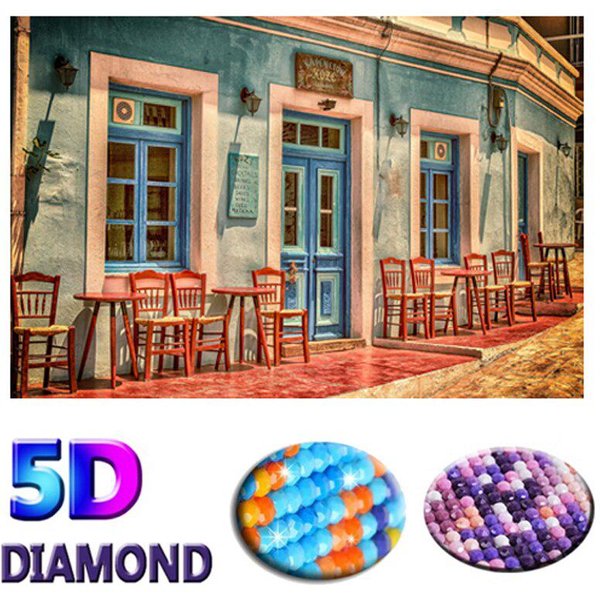 Bordado De Diamantes 5D DIY Pintura De Diamantes Colorido Casa Paisaje Calle Paisaje Punto De Cruz 20X30CM-image