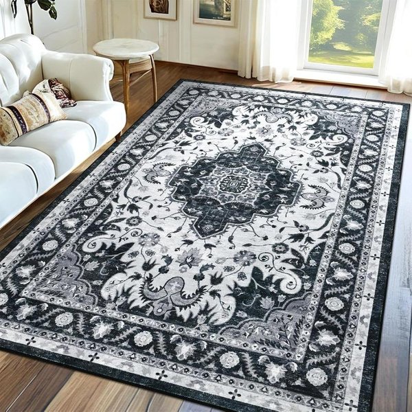 DużY Vintage Dywanik Kwiatowy – AntypośLizgowa Mata PodłOgowa MożLiwa Do Prania W Pralce Do Salonu Sypialni, Dywanik Pod Sofę Stolik Kawowy 80X120Cm(31X46In)-image