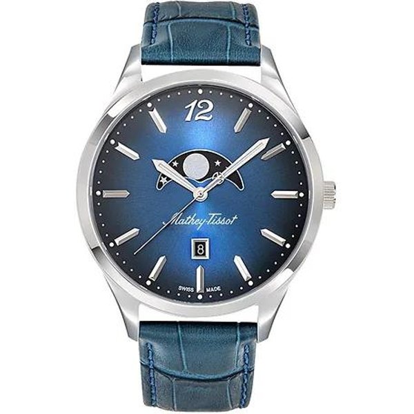 Reloj De Cuarzo Mathey-Tissot Urban Moon H411LABU Para Hombre Con Correa De Piel Y Esfera Azul Azul-image