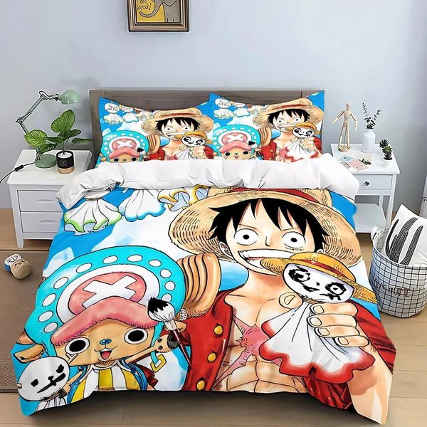Juego De Cama One Piece DecoracióN Dormitorio Infantil Juego De Funda NóRdica Individual Doble Cama Queen Size Funda NóRdica Funda De Almohada Regalo NiñO NiñA 70X133Cm-image