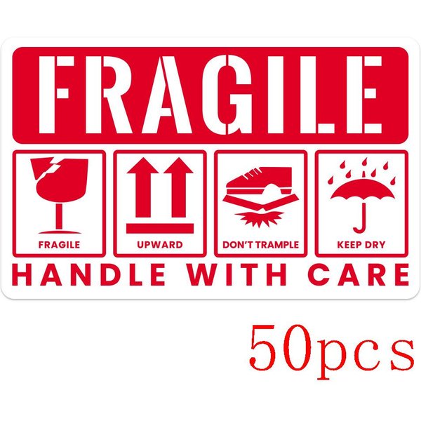 10-50 Sztuk Naklejki Ostrzegawcze 'Fragile Handle With Care' Samoprzylepne Uszczelniane Biznesowe Nie Upuszczać Etykiety WysyłKi Ekspresowej DzięKuję-image