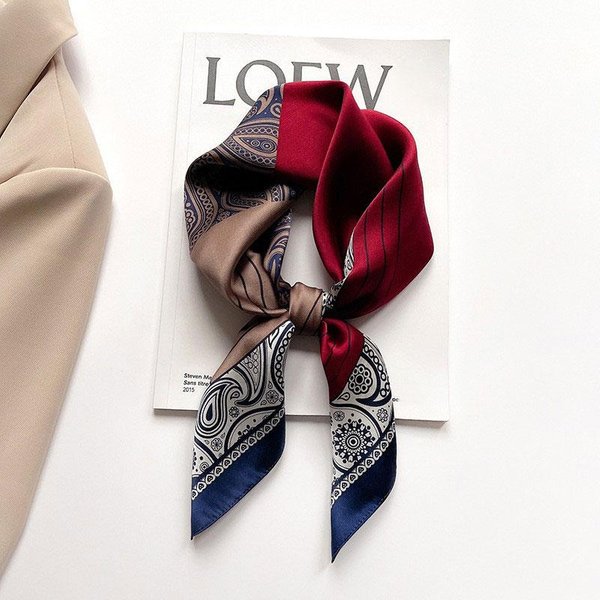 Szalik 100% Jedwab Damski Jedwab Morwowy Luksusowy Wysoka Jakość Kwadratowy Modny Nadruk Chustka Do WłOsóW Chustka Na Szyję Szal Damski Zawijki HidżAb Bandana Szaliki 70X70Cm-image