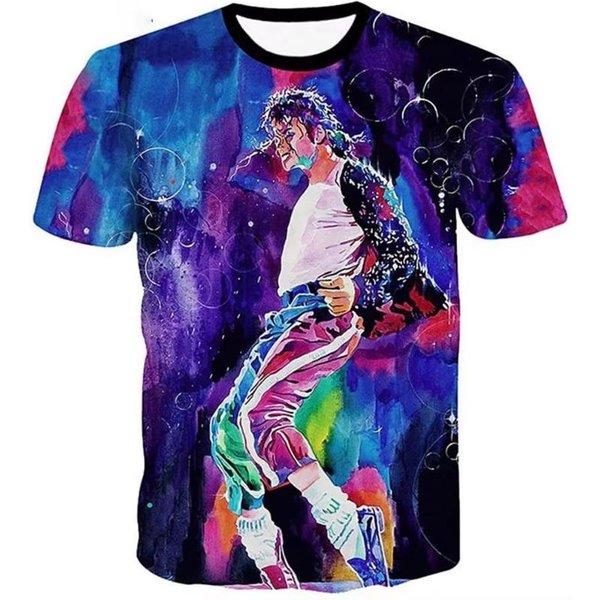 Camiseta Michael Jackson Hombres Mujeres ImpresióN 3D Rey Del Pop Camiseta GráFica Casual Streetwear Manga Corta Hip Hop Fan Tops Unisex S-image